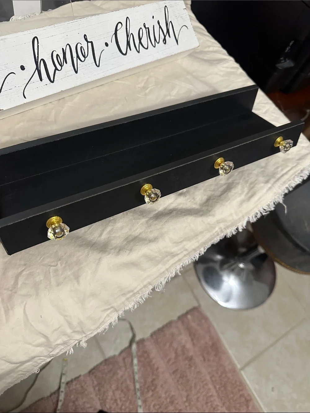 2 pc set Love • Honor • Cherish sign and Shelf- Black and White NWT